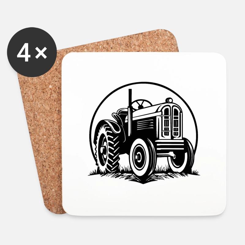 Tractor - Coasters (set of 4) - white