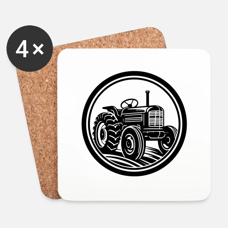 Tractor - Coasters (set of 4) - white