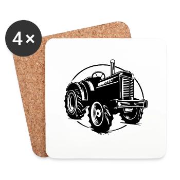 Tracteur - Dessous de verre (lot de 4) - blanc - Devant