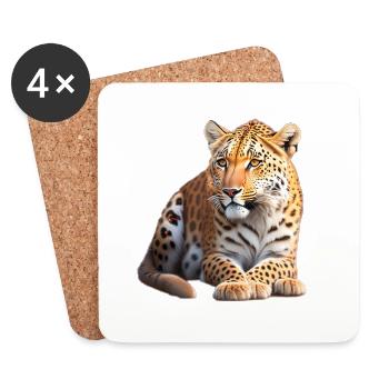 Leopard - Untersetzer (4er-Set) - Weiß - Vorne