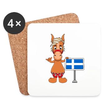 PFERD - PONY - SHETLANDINSELN - SHETLAND - SHETTY - Untersetzer (4er-Set) - Weiß - Vorne