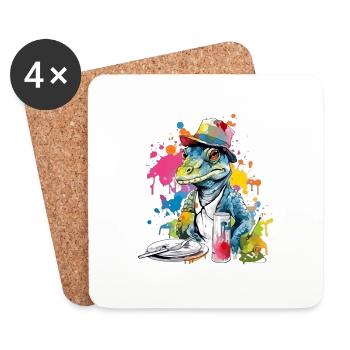 Liko the crocodile painter - Coasters (set of 4) - white - Front
