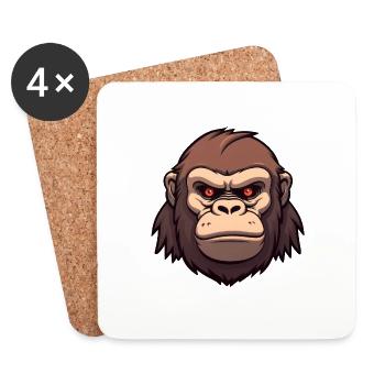 Gorilla Anime - Coasters (set of 4) - white - Front