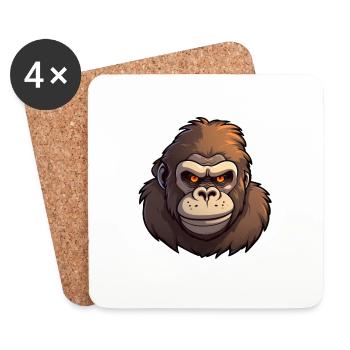 Gorilla Anime - Coasters (set of 4) - white - Front