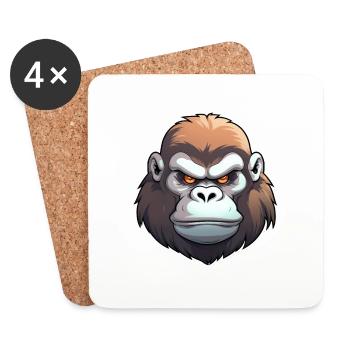 Gorilla Anime - Coasters (set of 4) - white - Front