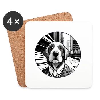 Zeichnungshund - Haustier lustiges Geschenk - Untersetzer (4er-Set) - Weiß - Vorne