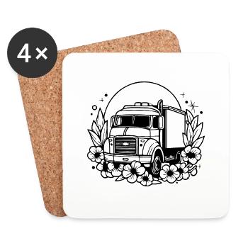 Truck Driver Truck Truck - Coasters (set of 4) - white - Front