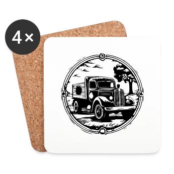 Truck Driver Truck Truck - Coasters (set of 4) - white - Front
