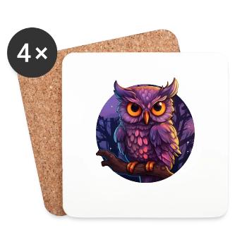 Hibou mystique - Dessous de verre (lot de 4) - blanc - Devant