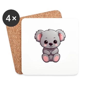 Koala Kawaii - Dessous de verre (lot de 4) - blanc - Devant