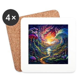 trippy Landschaft - Untersetzer (4er-Set) - Weiß - Vorne