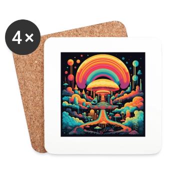 retro Landschaft - Untersetzer (4er-Set) - Weiß - Vorne