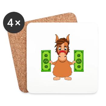 PFERD - PONY - GELD - Untersetzer (4er-Set) - Weiß - Vorne