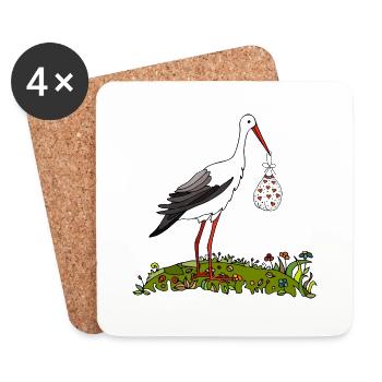 Storch - Untersetzer (4er-Set) - Weiß - Vorne