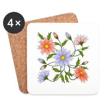 Fleur - Dessous de verre (lot de 4) - blanc - Devant