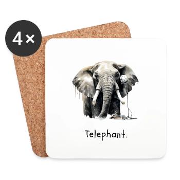 Telephant. - Coasters (set of 4) - white - Front