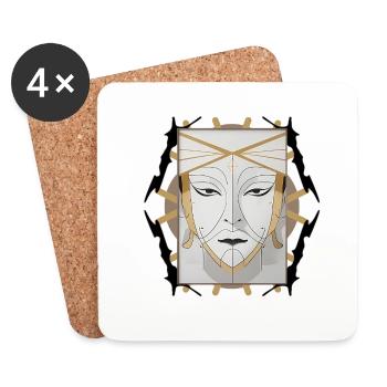 Visage de style boho - Dessous de verre (lot de 4) - blanc - Devant