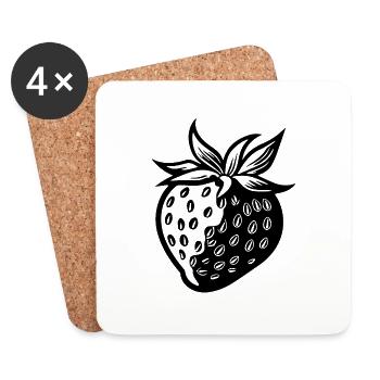 Fraise Fruit Fruit - Dessous de verre (lot de 4) - blanc - Devant