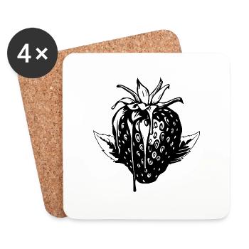 Fraise Fruit Fruit - Dessous de verre (lot de 4) - blanc - Devant