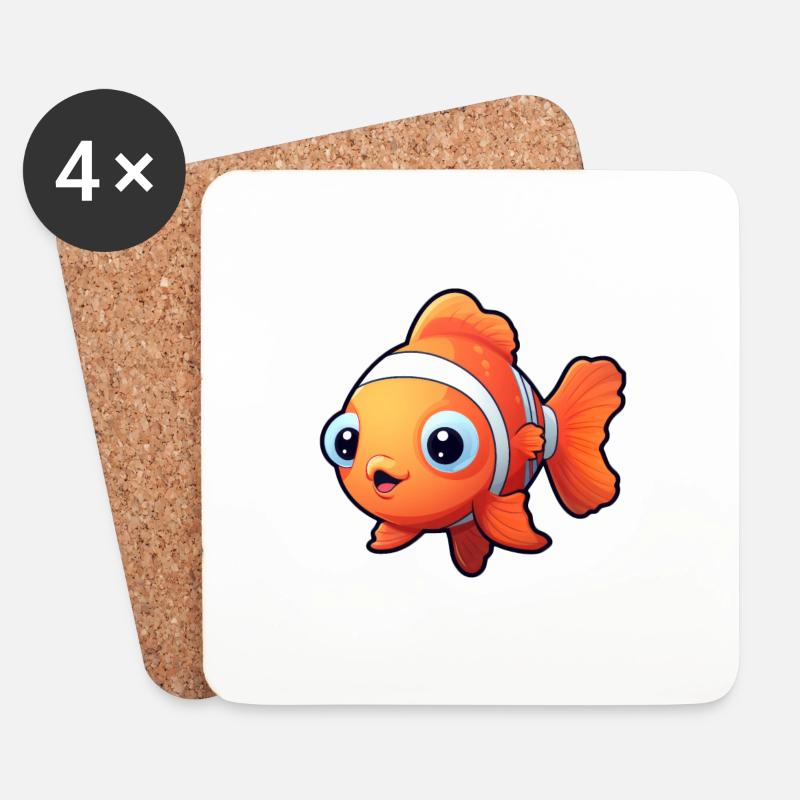 Clownfisch - Untersetzer (4er-Set) - Weiß