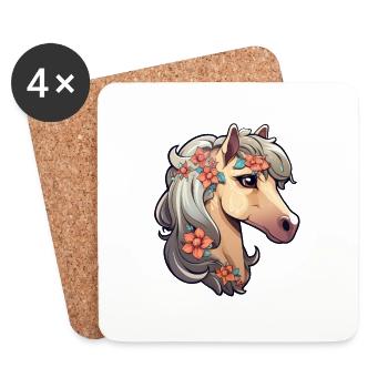 Cheval - Dessous de verre (lot de 4) - blanc - Devant