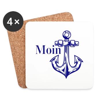 Moin mit Anker - Untersetzer (4er-Set) - Weiß - Vorne