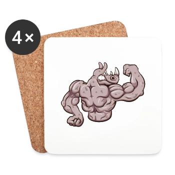 Starkes Nashorn - Untersetzer (4er-Set) - Weiß - Vorne