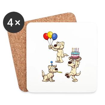 Birthday Dog - Coasters (set of 4) - white - Front