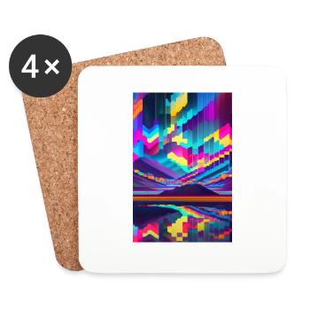 psychedelic glitch of pixels - Coasters (set of 4) - white - Front