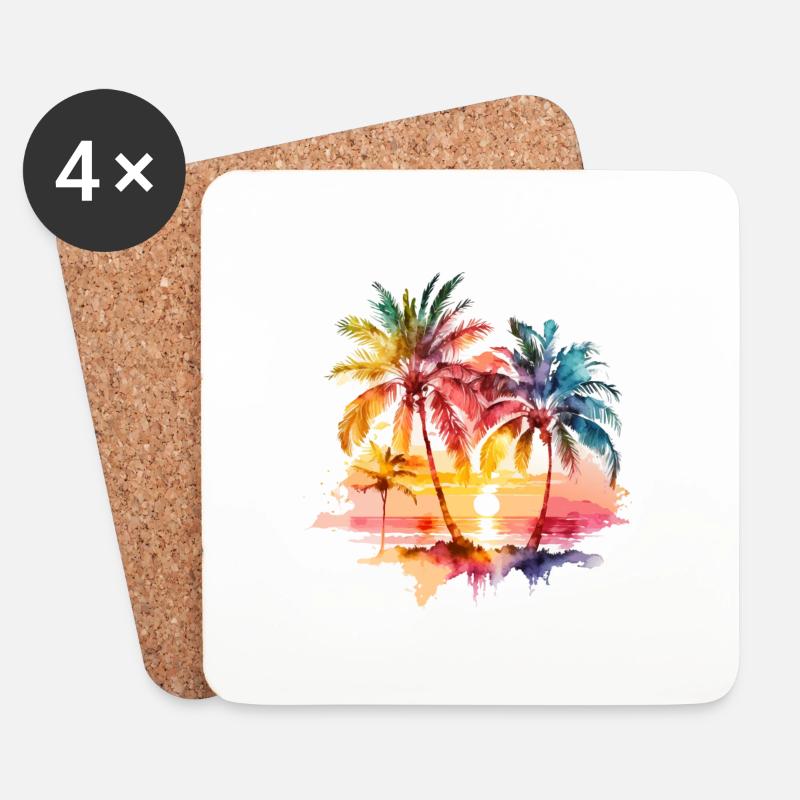 beach palm - Untersetzer (4er-Set) - Weiß