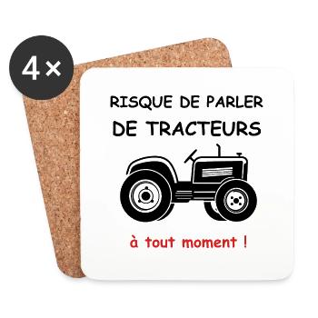 tracteur - Dessous de verre (lot de 4) - blanc - Devant