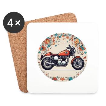 Retro Reverie: Iconic British Motorcycle - Coasters (set of 4) - white - Front