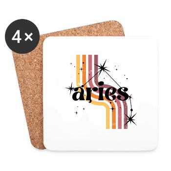 Aries retro horoscope - Coasters (set of 4) - white - Front
