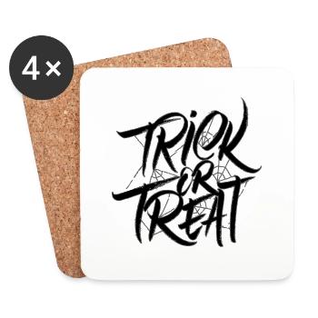 Trick or Treat' revisité avec style halloween - Dessous de verre (lot de 4) - blanc - Devant
