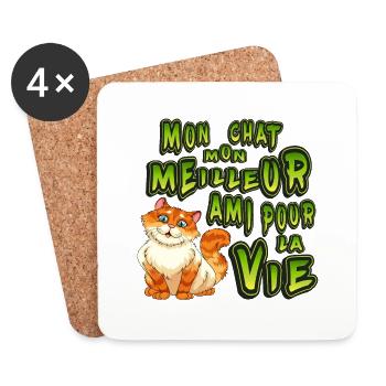 My best friend for life My cat - Coasters (set of 4) - white - Front