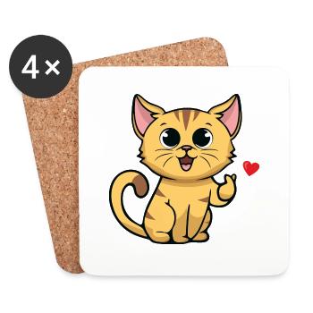 Cute cat with heart sign - Coasters (set of 4) - white - Front