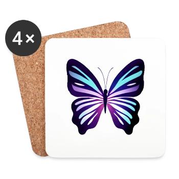Butterfly Butterfly Animal Insect - Coasters (set of 4) - white - Front