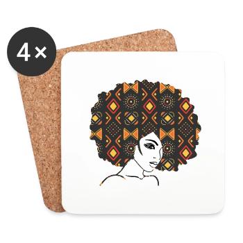 Afro femme - Dessous de verre (lot de 4) - blanc - Devant