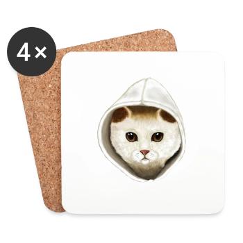 Cat - Coasters (set of 4) - white - Front