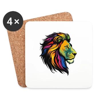 Lion de fierté - Dessous de verre (lot de 4) - blanc - Devant