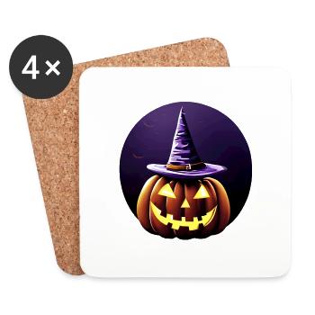 Halloween Cadeau Citrouille Costume Citrouille Costume - Dessous de verre (lot de 4) - blanc - Devant