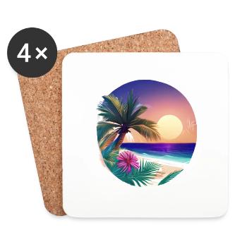 Summer Holiday Palm Beach Palm Islands Island Sun - Coasters (set of 4) - white - Front