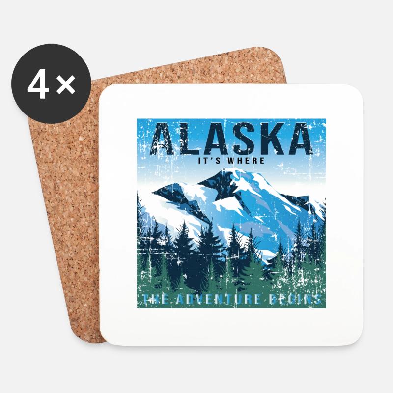 Alaska it s where the Adventure begins - Untersetzer (4er-Set) - Weiß