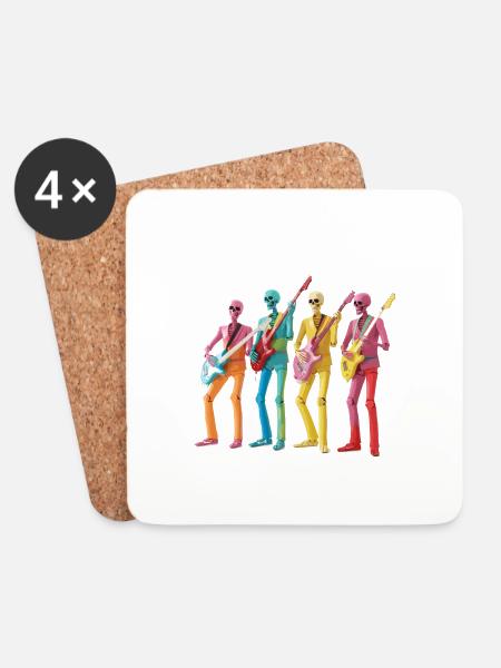 die bunten Skelette der Musik - Untersetzer (4er-Set) - Weiß
