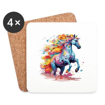 Cheval impressionnant - Dessous de verre (lot de 4) - blanc - Devant