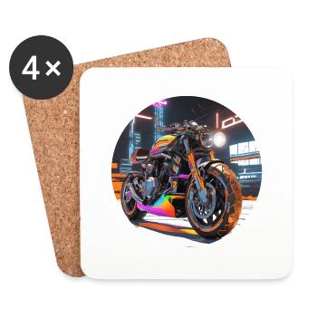 Sci-Fi Motorcycle - Coasters (set of 4) - white - Front