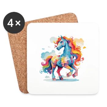 Le poney coloré - Dessous de verre (lot de 4) - blanc - Devant
