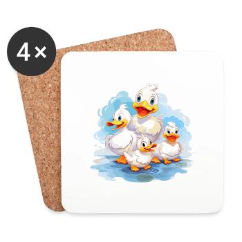 cheerful ducks - Coasters (set of 4) - white - Front