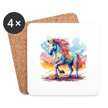 das bunte Pferd - Untersetzer (4er-Set) - Weiß - Vorne