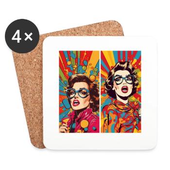 funny pop art women - Dessous de verre (lot de 4) - blanc - Devant